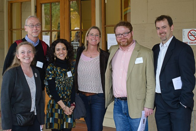 Left to right: Misty Sato, James Bequette, Lissa Soep, Teresa Cotner, Matthew Thibeault, and Shannon K'Doah Range. Photo by Chris Wesselman.